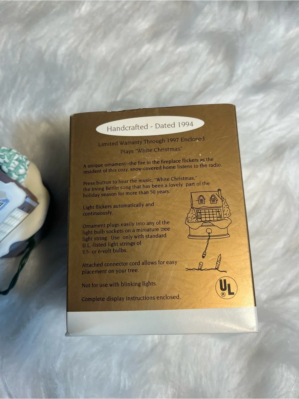 Hallmark 1994 Light and Sound White Christmas Ornament